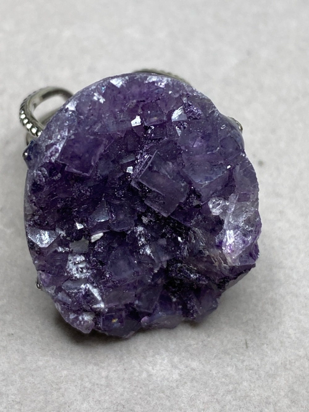 Purple Fluorite Crystal Cluster Ring • Deep Violet Stone • Geometric Statement - Picture 9 of 9